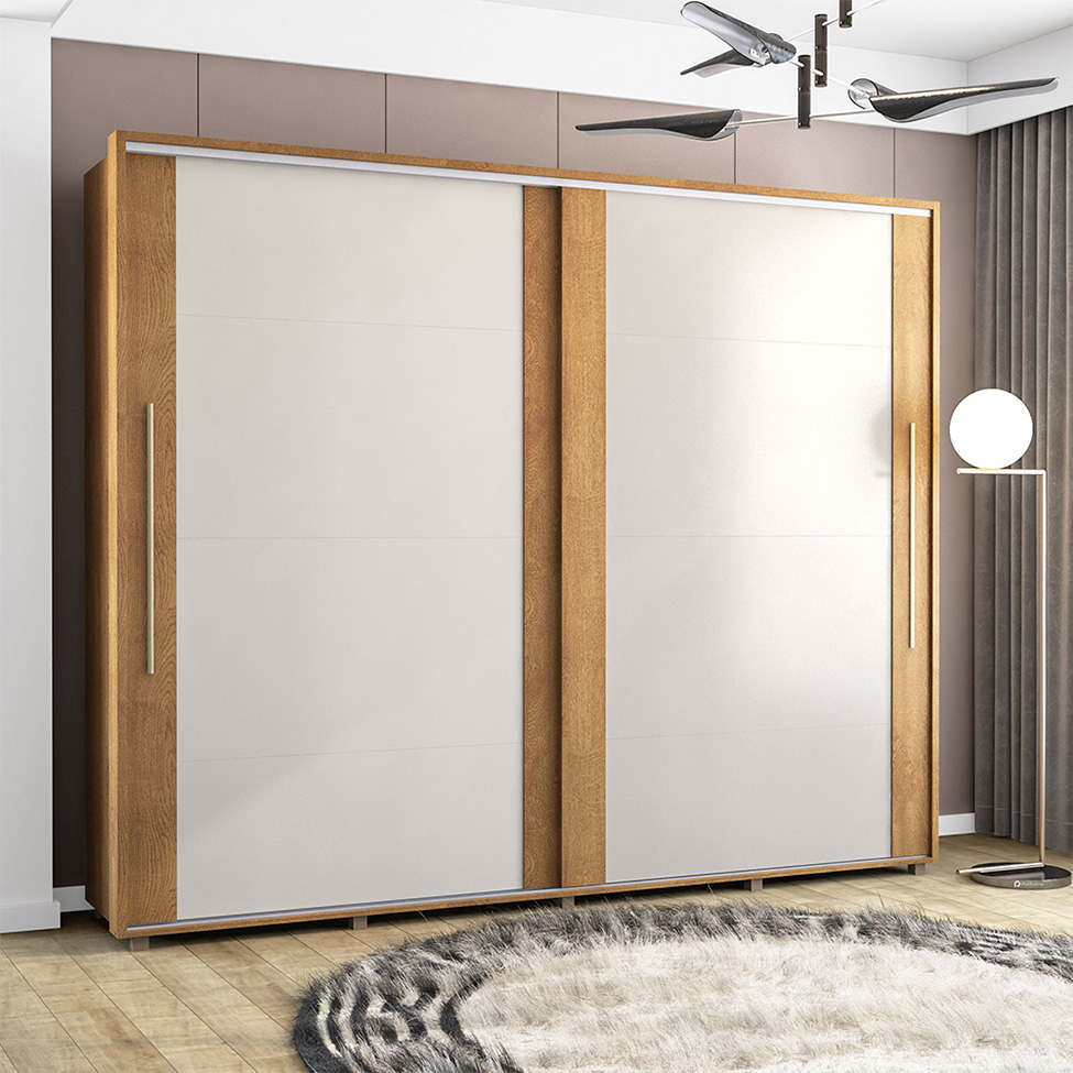Guarda-Roupa Casal Sevilha Flex 2 Portas 4 Gavetas Freijó e Off White