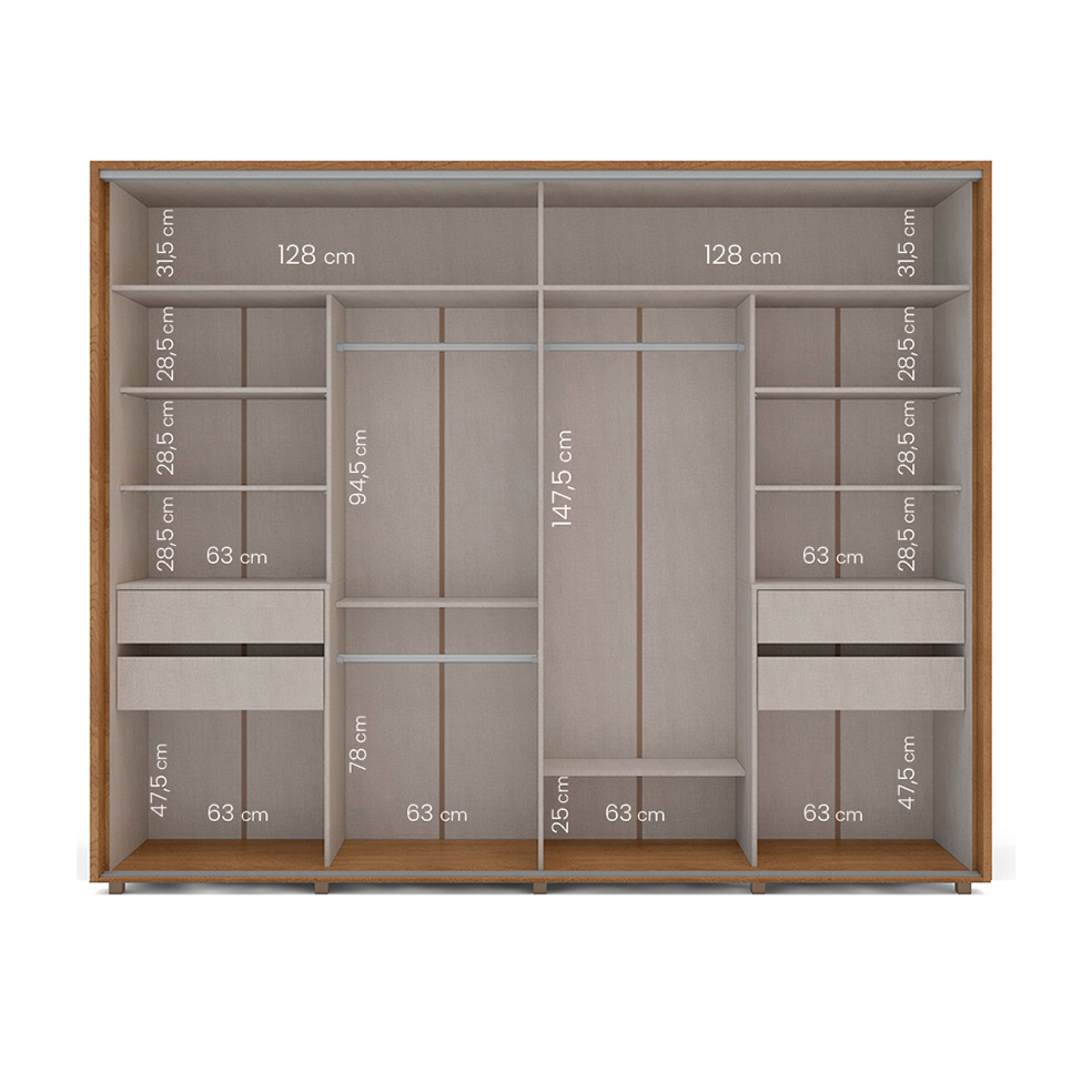 Guarda-Roupa Casal Sevilha Flex 2 Portas 4 Gavetas Freijó e Off White
