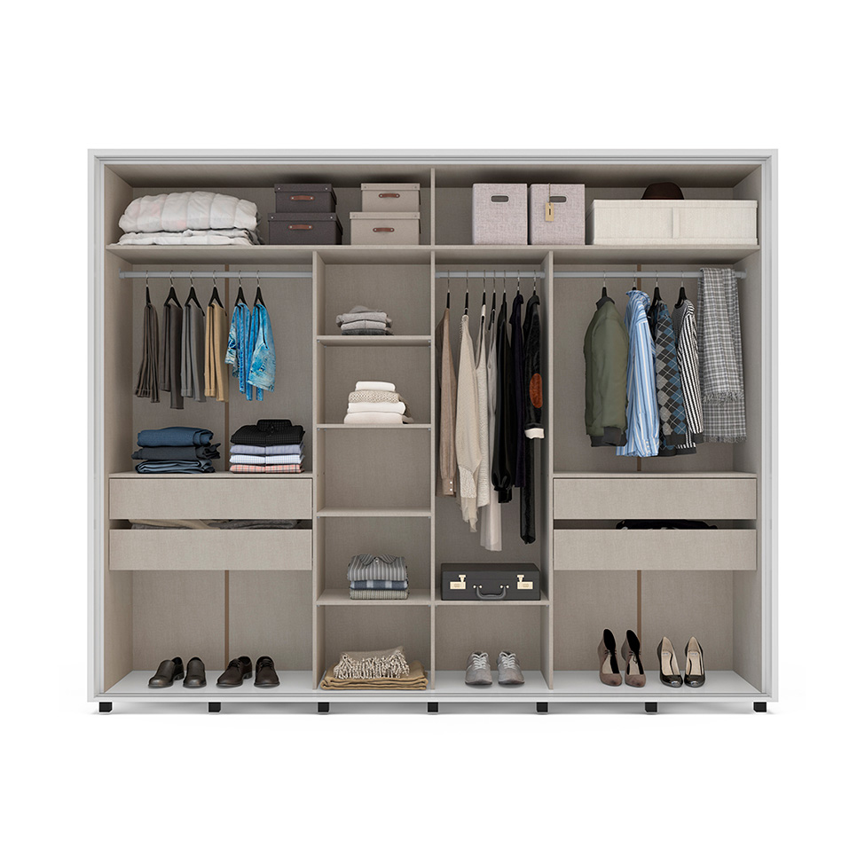Guarda-Roupa Casal Sevilha Flex 3 PT 4 GV Branco e Freijó