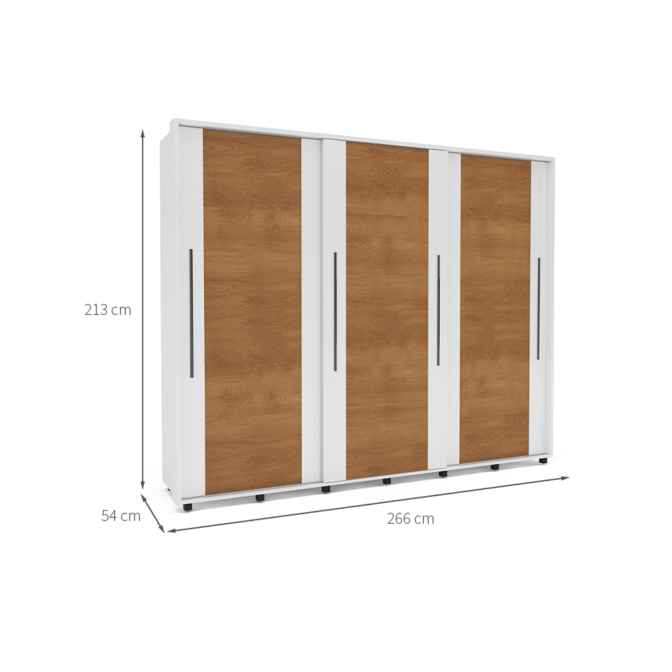 Guarda-Roupa Casal Sevilha Flex 3 PT 4 GV Branco e Freijó