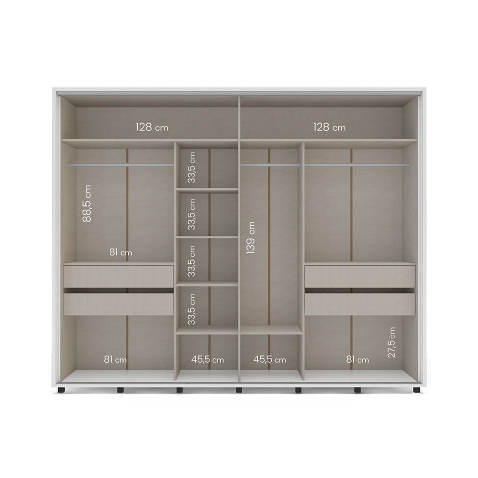 Guarda-Roupa Casal Sevilha Flex 3 PT 4 GV Branco e Freijó