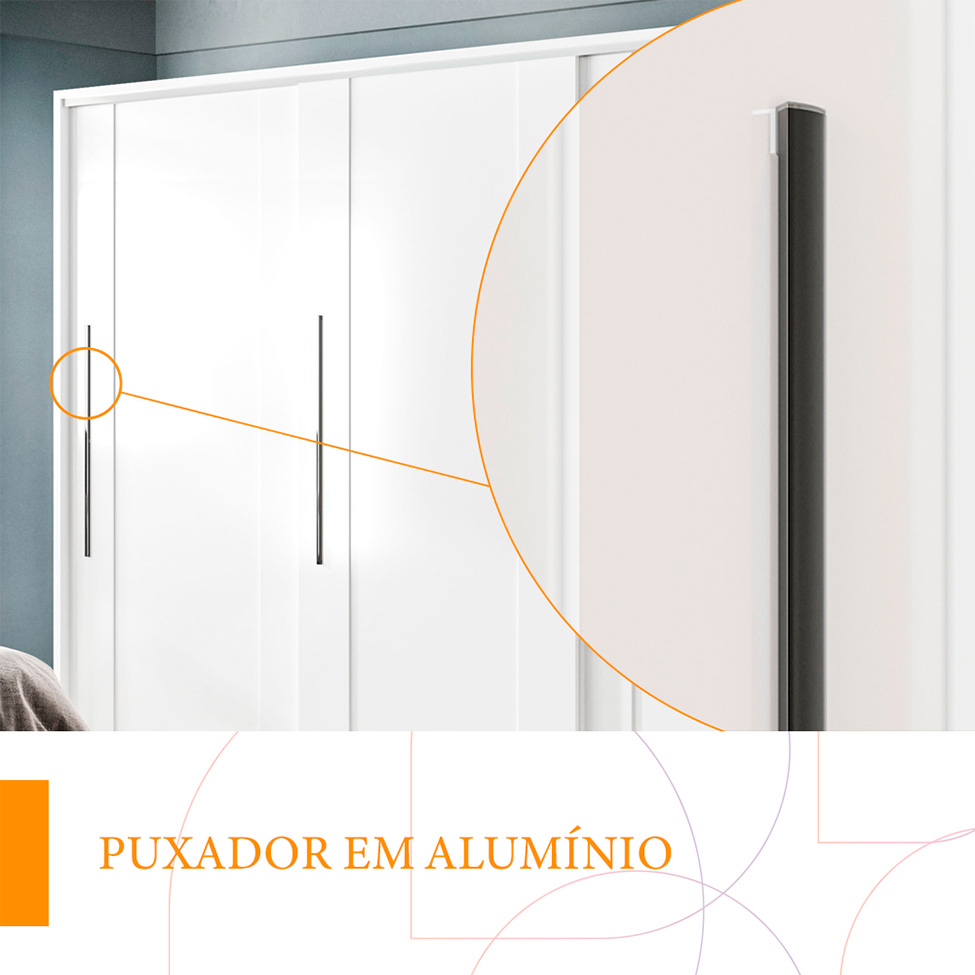 Guarda-Roupa Casal Sevilha Flex 3 PT 4 GV Branco e Freijó