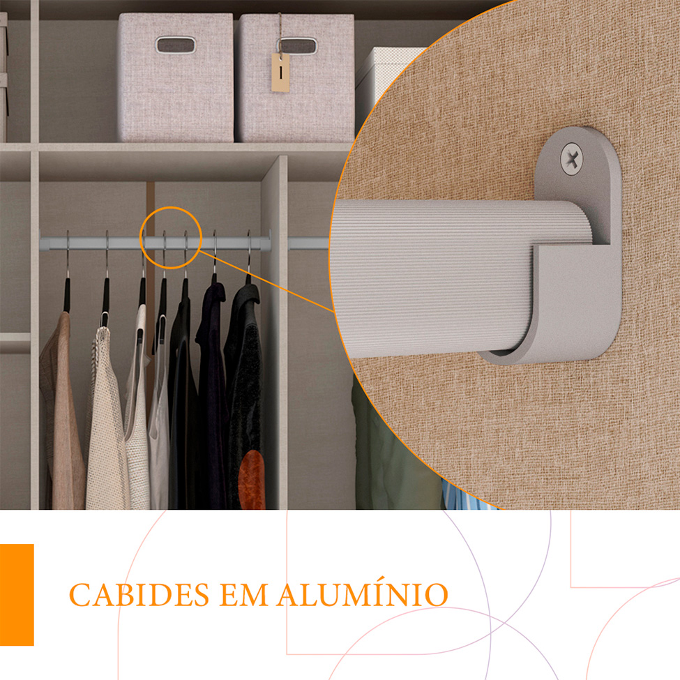 Guarda-Roupa Casal Sevilha Flex 3 PT 4 GV Branco e Freijó