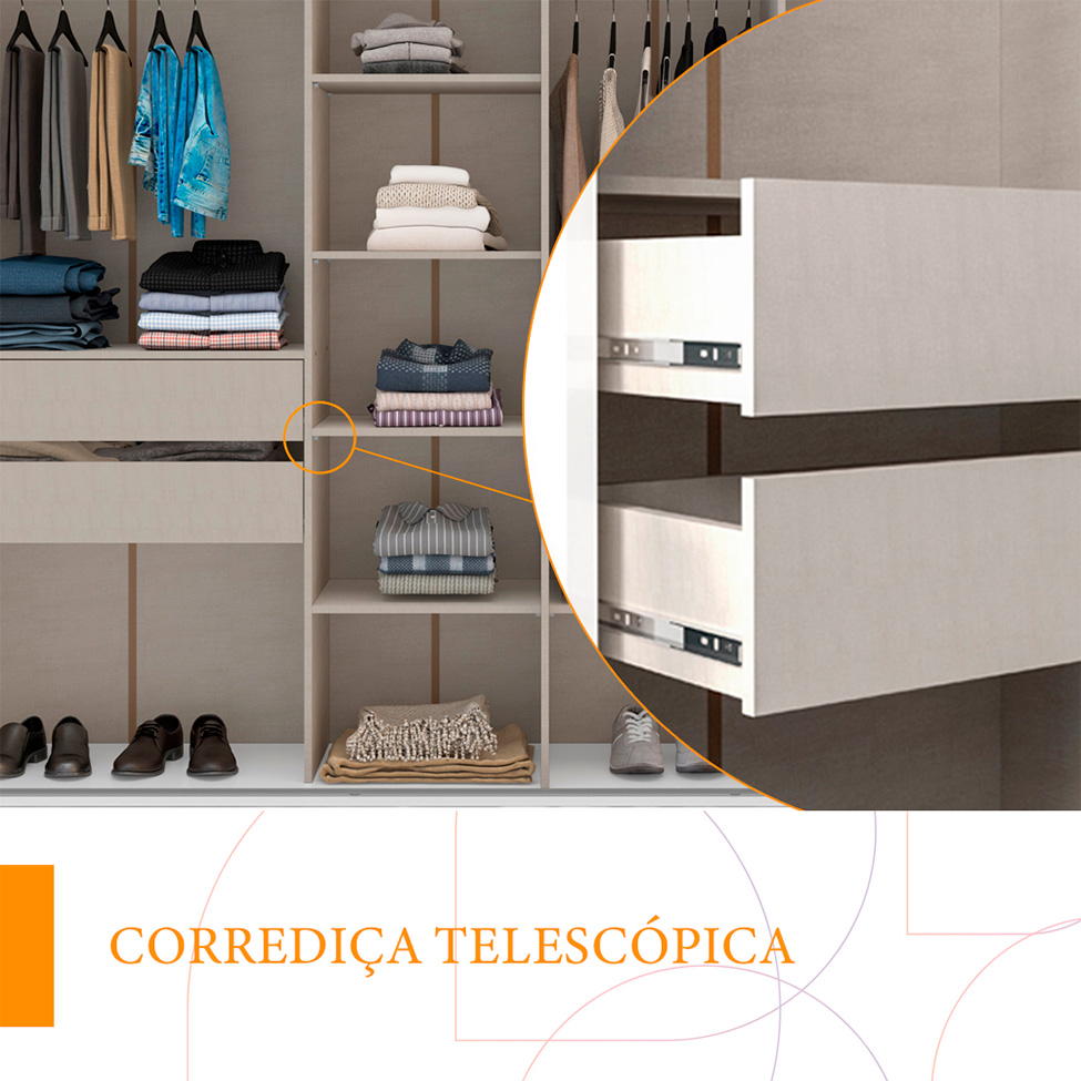 Guarda-Roupa Casal Sevilha Flex 3 PT 4 GV Branco e Freijó