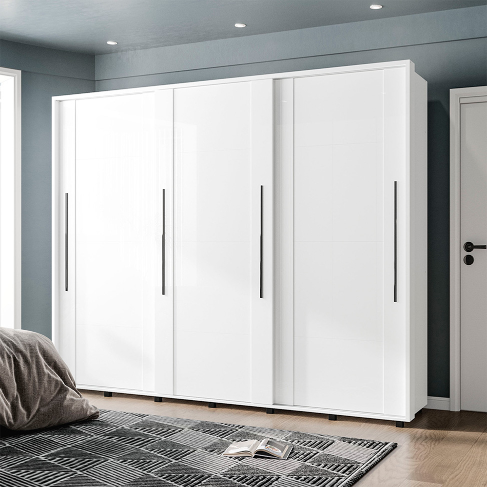 Guarda-Roupa Casal Sevilha Flex 3 Portas 4 Gavetas Branco