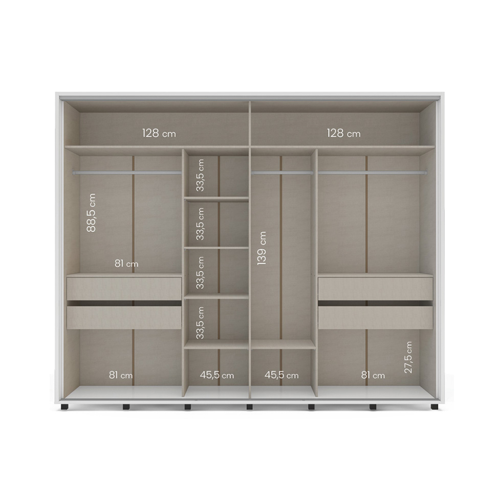 Guarda-Roupa Casal Sevilha Flex 3 Portas 4 Gavetas Branco