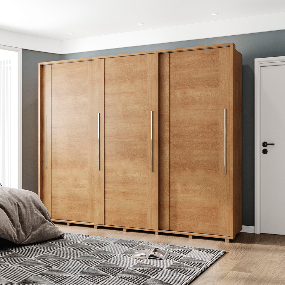 Guarda-Roupa Casal Sevilha Flex 3 Portas 4 Gavetas Freijó