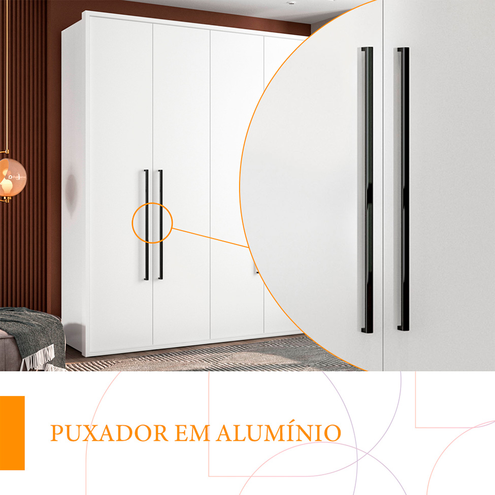 Guarda-Roupa Casal Sevilha Flex 4 Portas 2 Gavetas Branco