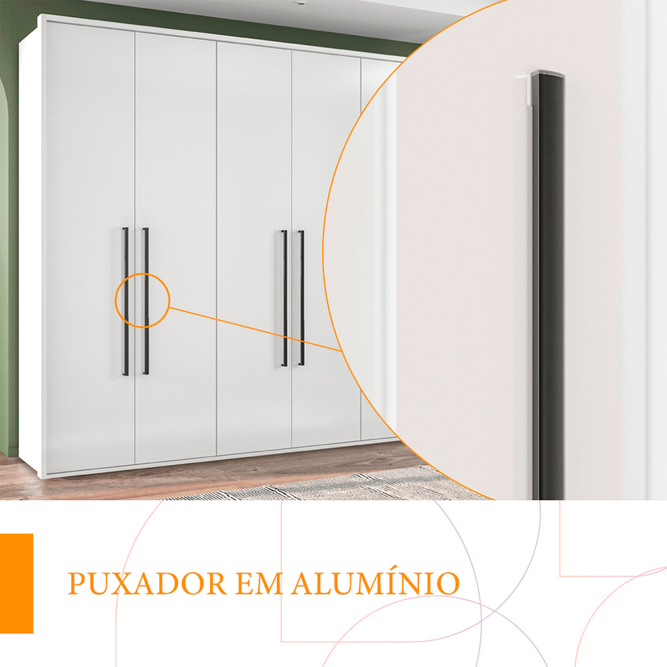 Guarda-Roupa Casal Sevilha Flex 6 Portas 4 Gavetas Branco