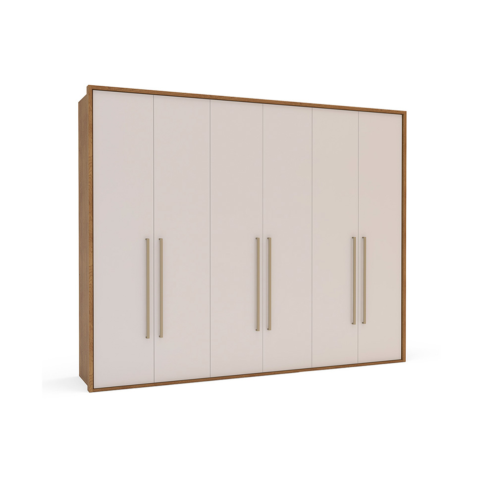 Guarda-Roupa Casal Sevilha Flex 6 Portas 4 Gavetas Freijó e Off White