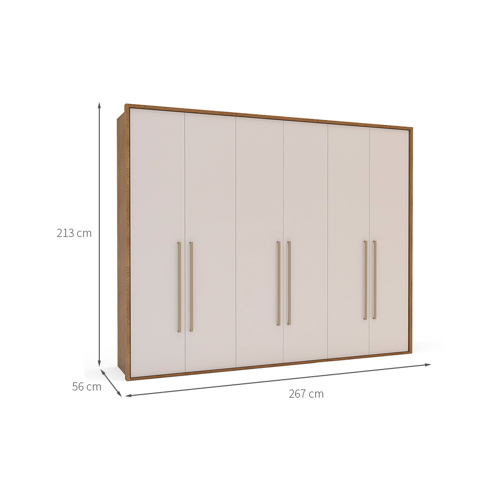 Guarda-Roupa Casal Sevilha Flex 6 Portas 4 Gavetas Freijó e Off White