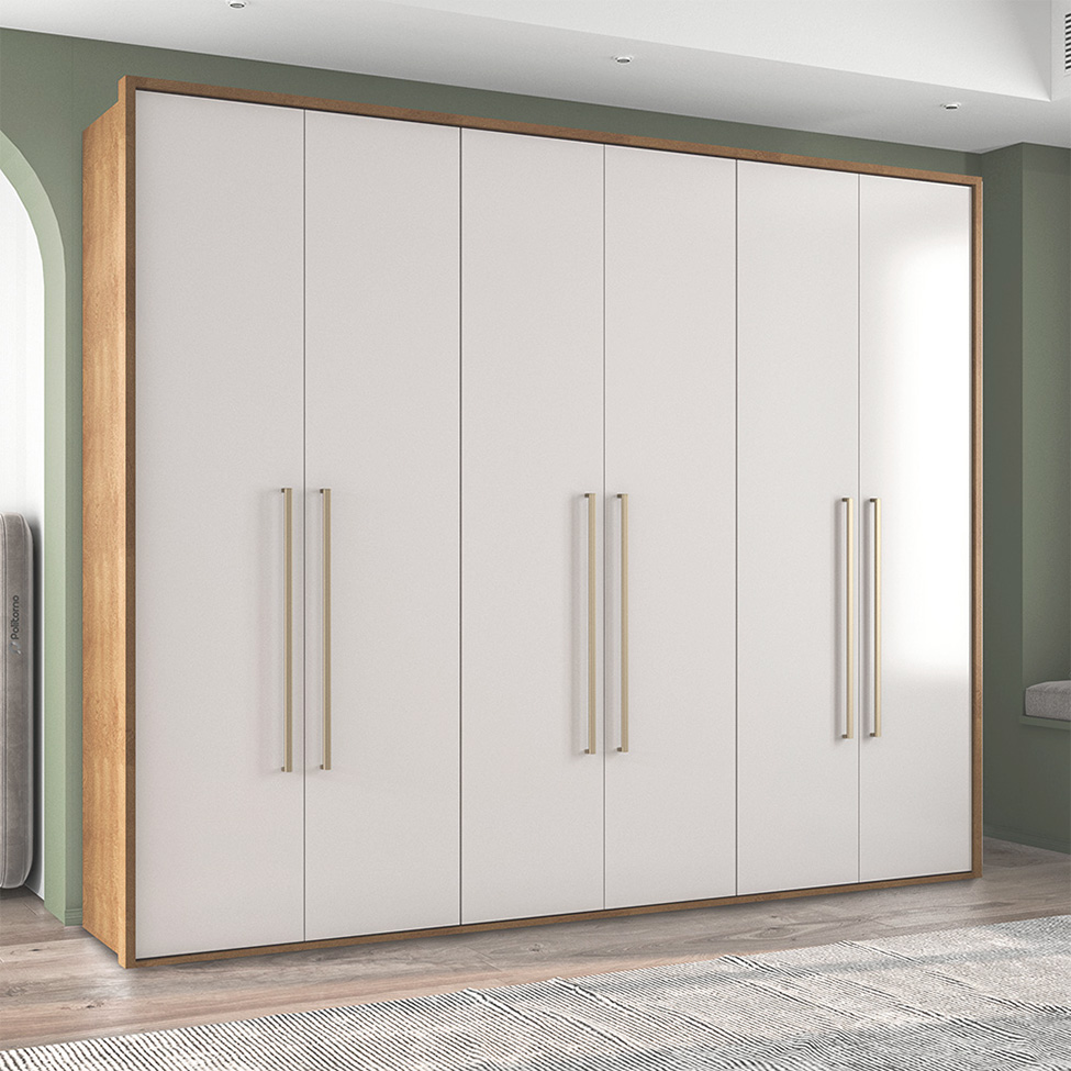 Guarda-Roupa Casal Sevilha Flex 6 Portas 4 Gavetas Freijó e Off White