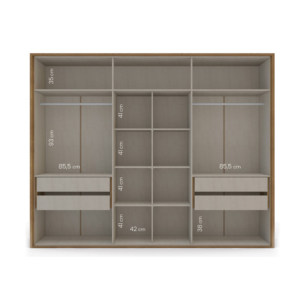 Guarda-Roupa Casal Sevilha Flex 6 Portas 4 Gavetas Freijó e Off White