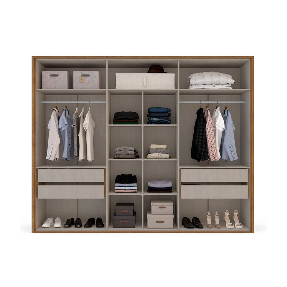Guarda-Roupa Casal Sevilha Flex 6 Portas 4 Gavetas Freijó e Off White