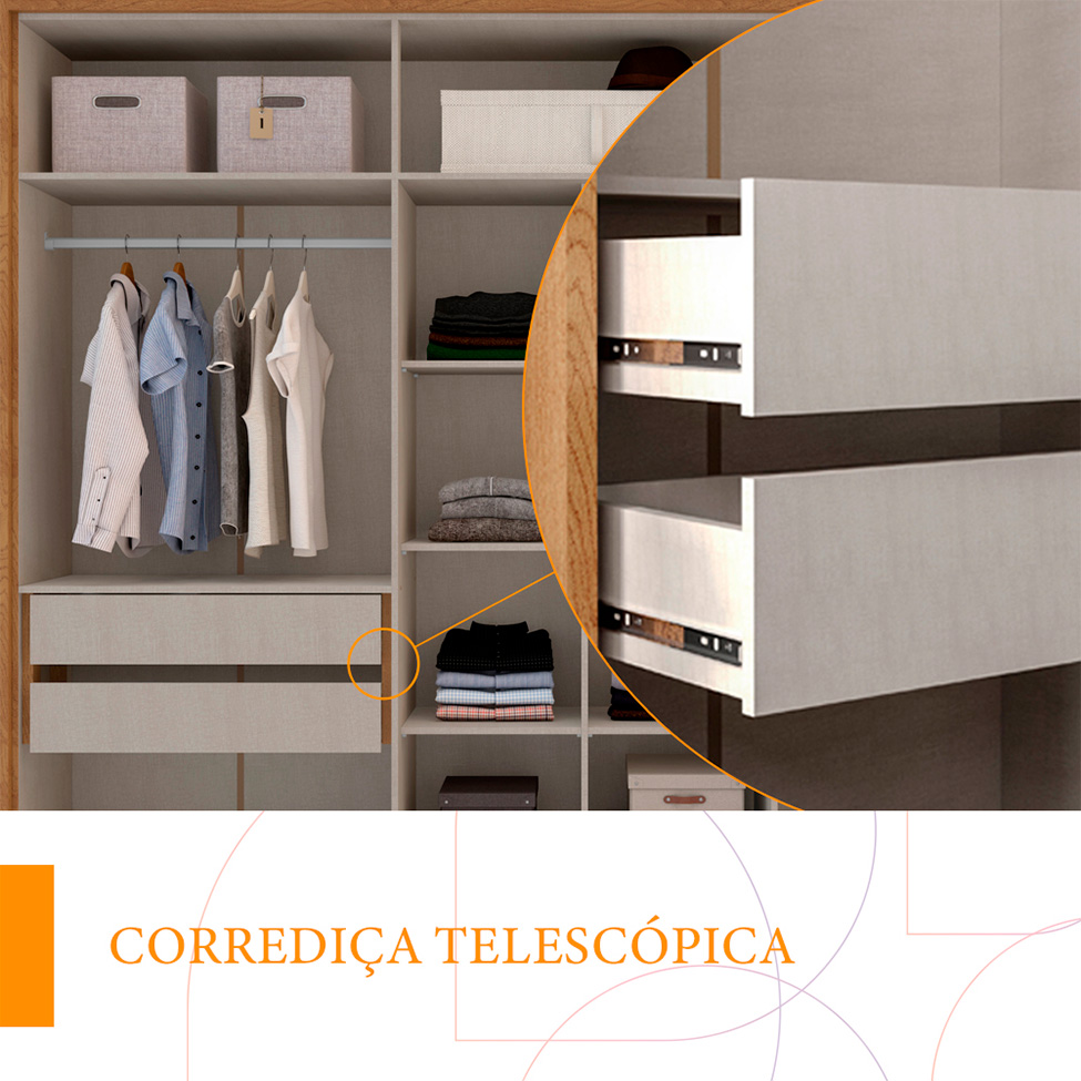 Guarda-Roupa Casal Sevilha Flex 6 Portas 4 Gavetas Freijó e Off White