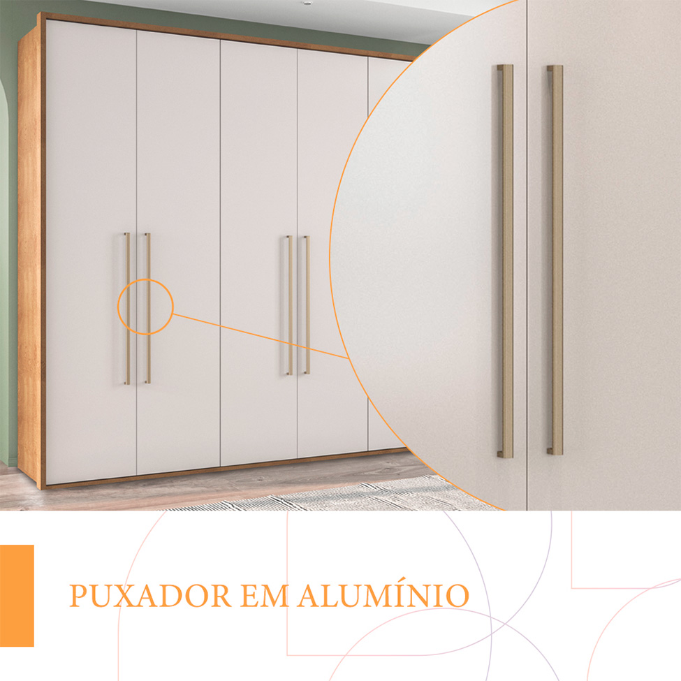 Guarda-Roupa Casal Sevilha Flex 6 Portas 4 Gavetas Freijó e Off White