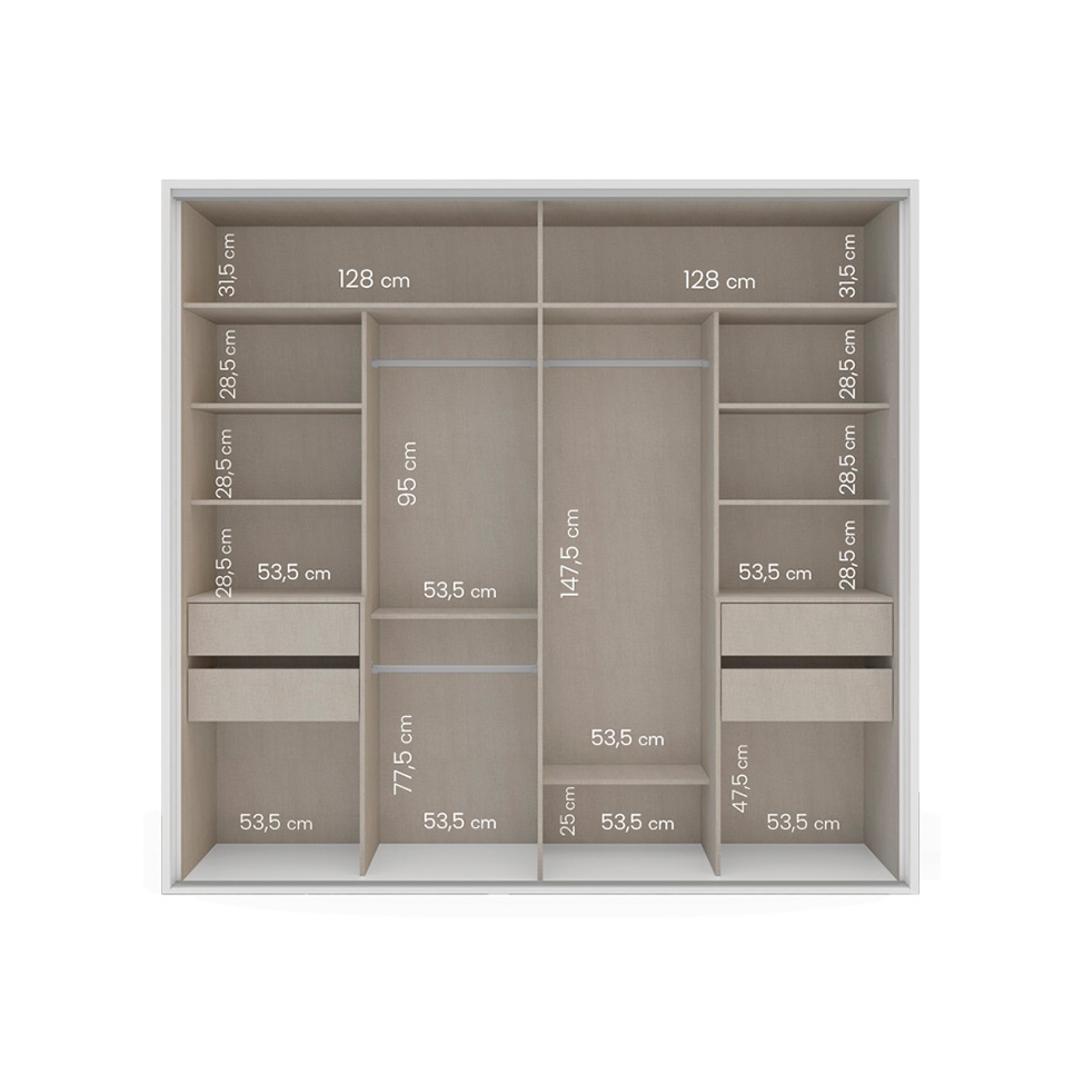 Guarda-Roupa Casal Sevilha Flex com Pés 2 Portas 4 Gavetas Branco 213cm