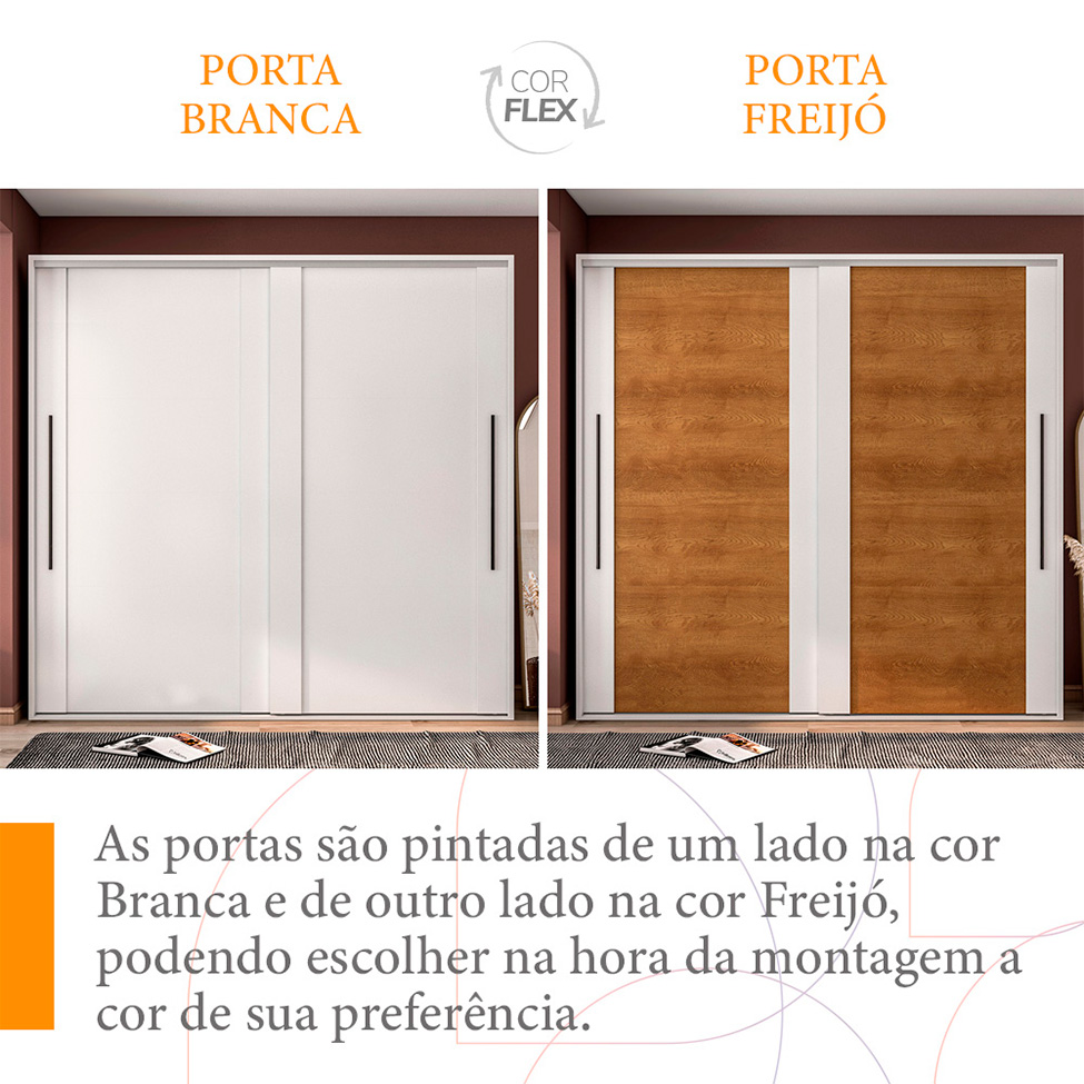 Guarda-Roupa Casal Sevilha Flex com Pés 2 Portas 4 Gavetas Branco 217cm
