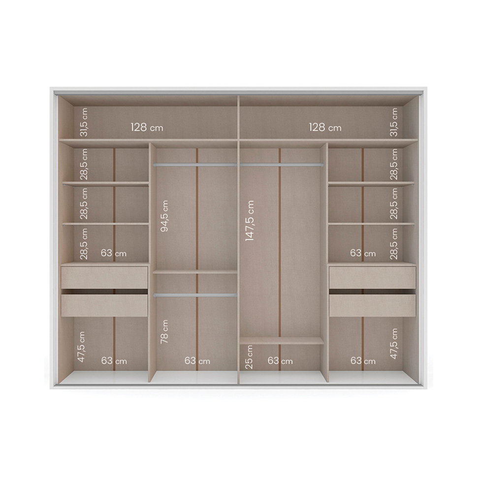 Guarda-Roupa Casal Sevilha Flex com Pés 2 Portas 4 Gavetas Branco