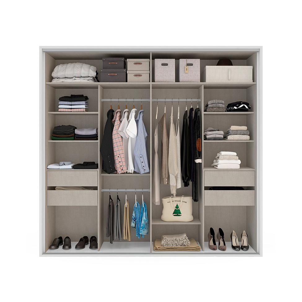 Guarda-Roupa Casal Sevilha Flex com Pés 2 Portas 4 Gavetas Branco e Freijó 217cm