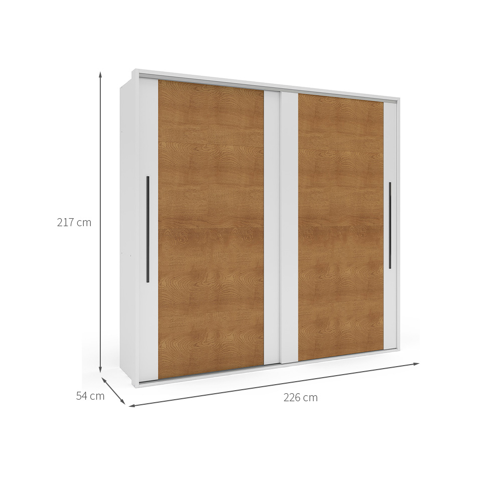 Guarda-Roupa Casal Sevilha Flex com Pés 2 Portas 4 Gavetas Branco e Freijó 217cm