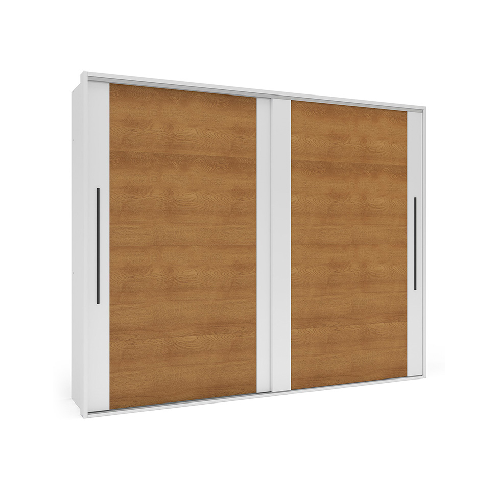 Guarda-Roupa Casal Sevilha Flex com Pés 2 Portas 4 Gavetas Branco e Freijó