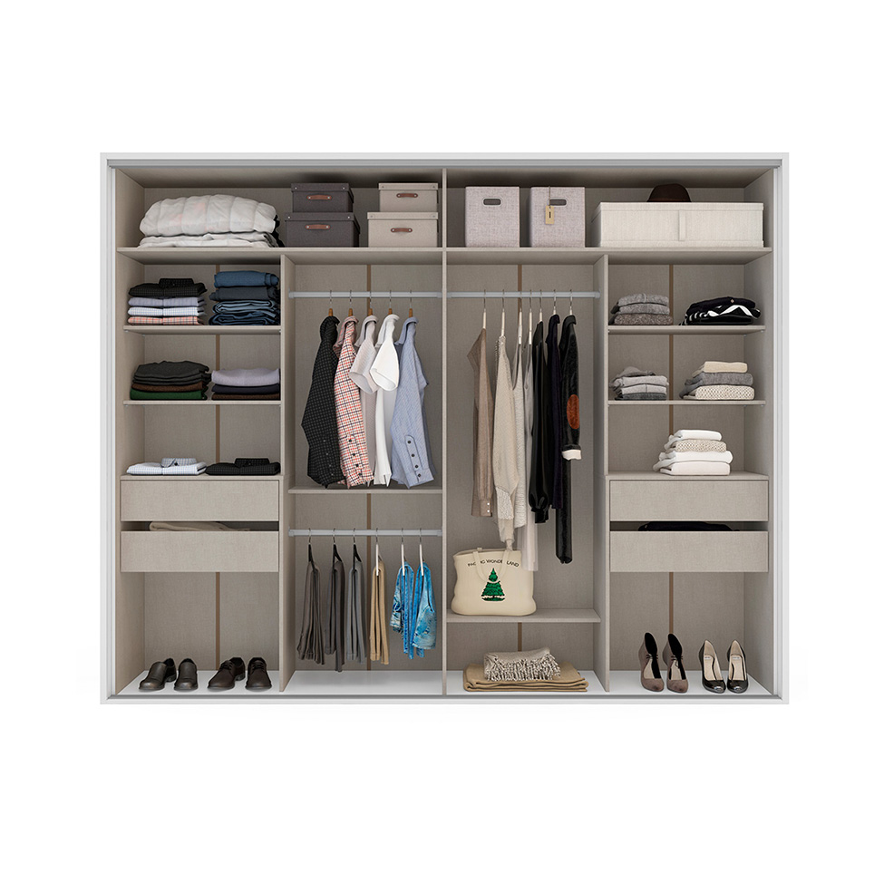 Guarda-Roupa Casal Sevilha Flex com Pés 2 Portas 4 Gavetas Branco e Freijó