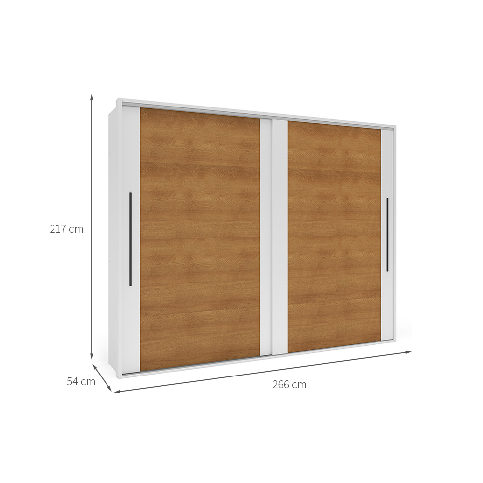 Guarda-Roupa Casal Sevilha Flex com Pés 2 Portas 4 Gavetas Branco e Freijó