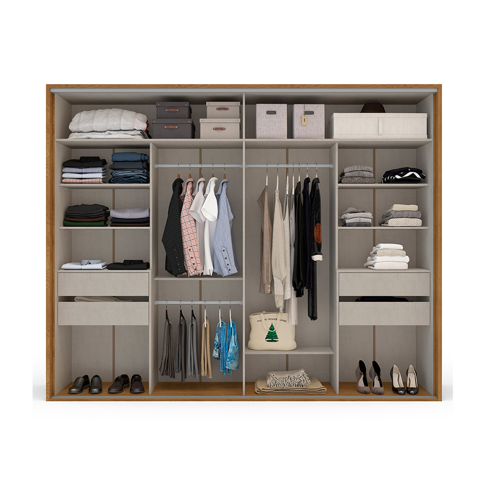 Guarda-Roupa Casal Sevilha Flex com Pés 2 Portas 4 Gavetas Freijó