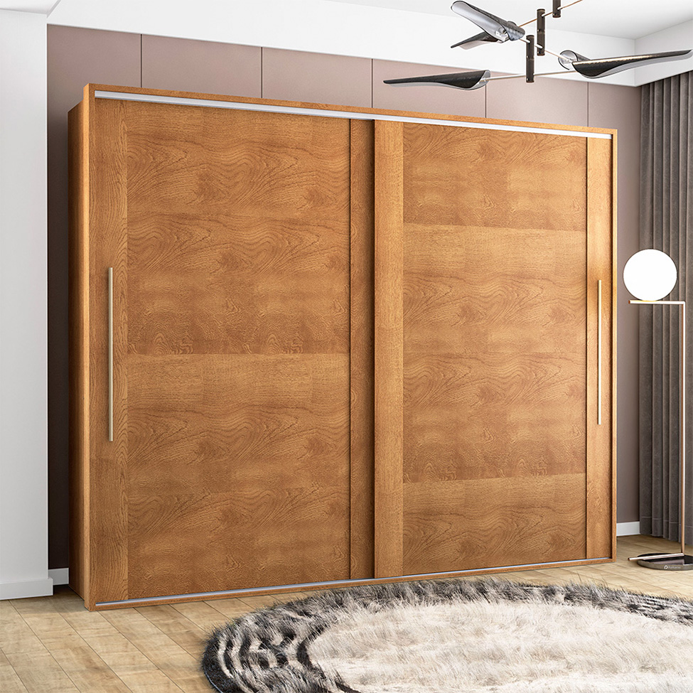 Guarda-Roupa Casal Sevilha Flex com Pés 2 Portas 4 Gavetas Freijó