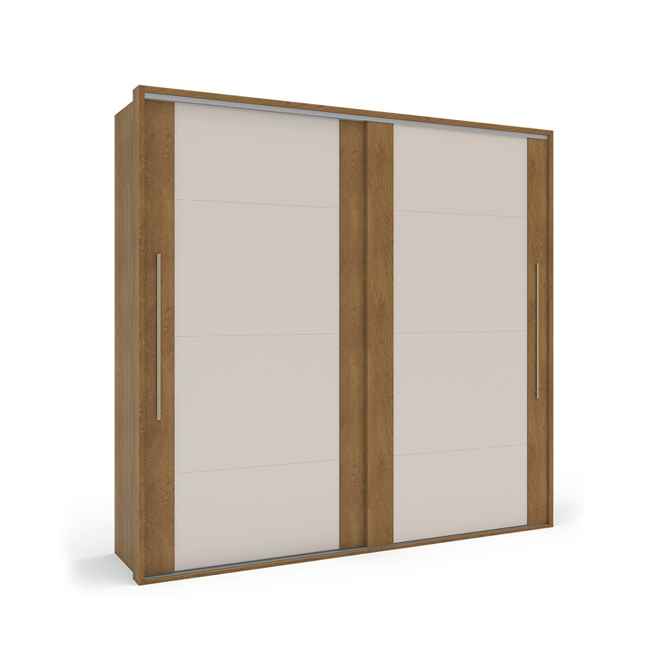 Guarda-Roupa Casal Sevilha Flex com Pés 2 Portas 4 Gavetas Freijó e Off White 213cm