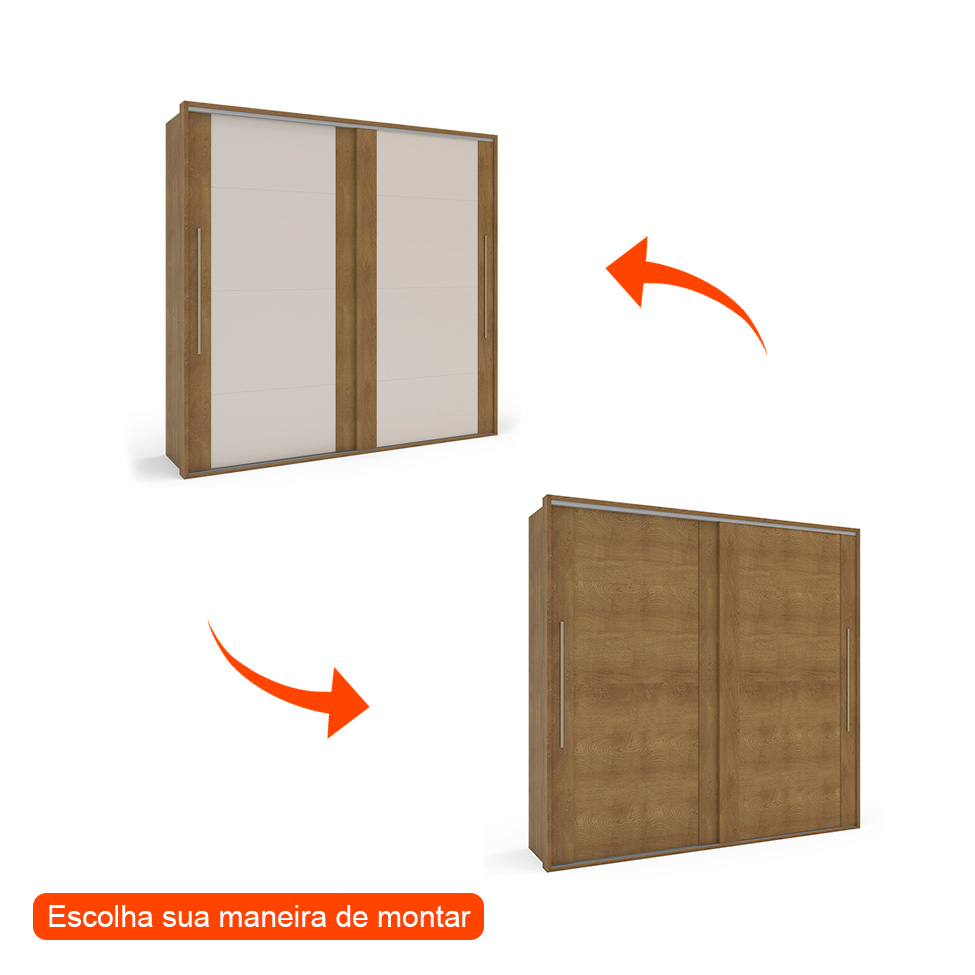 Guarda-Roupa Casal Sevilha Flex com Pés 2 Portas 4 Gavetas Freijó e Off White 213cm