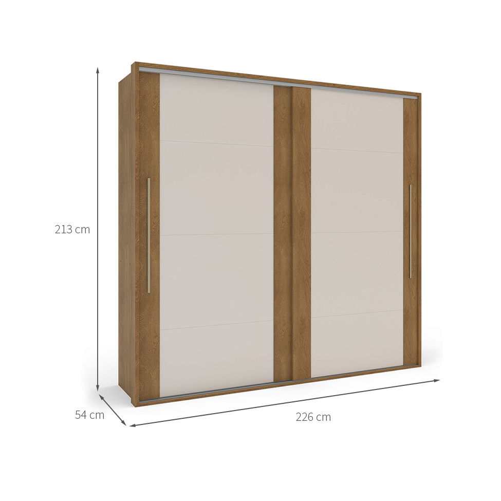 Guarda-Roupa Casal Sevilha Flex com Pés 2 Portas 4 Gavetas Freijó e Off White 213cm