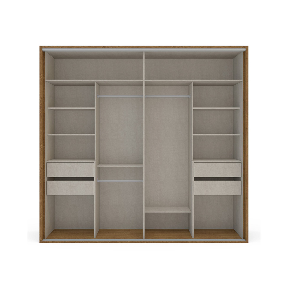 Guarda-Roupa Casal Sevilha Flex com Pés 2 Portas 4 Gavetas Freijó e Off White 213cm