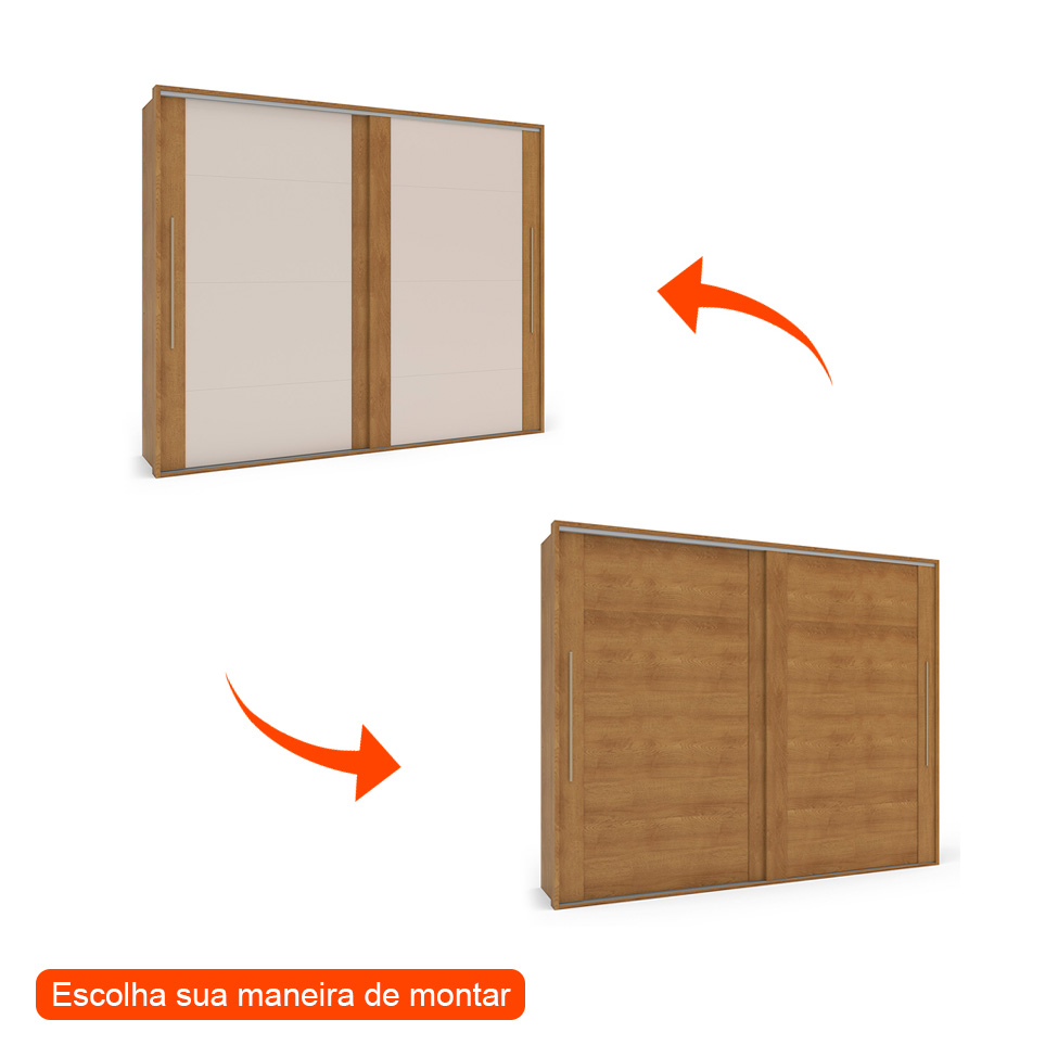 Guarda-Roupa Casal Sevilha Flex com Pés 2 Portas 4 Gavetas Freijó e Off White