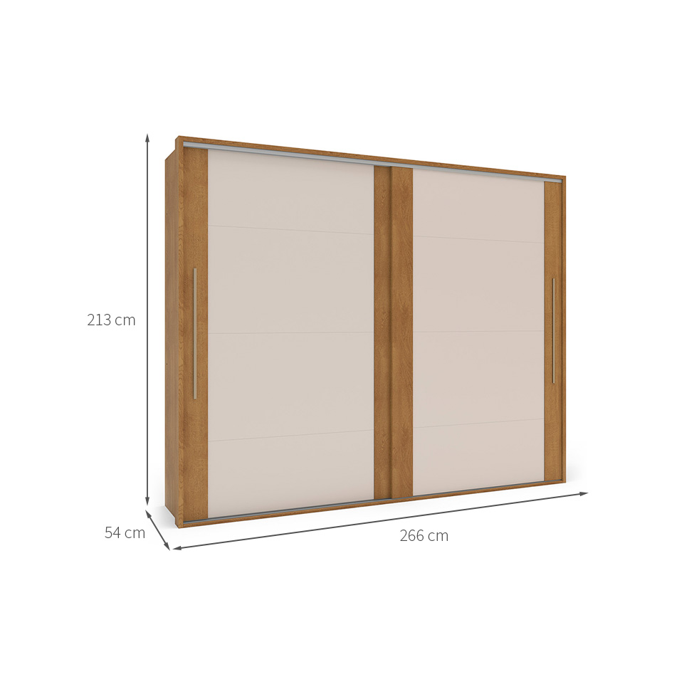 Guarda-Roupa Casal Sevilha Flex com Pés 2 Portas 4 Gavetas Freijó e Off White