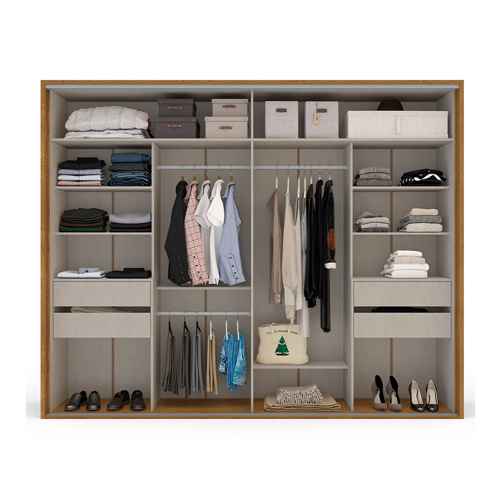 Guarda-Roupa Casal Sevilha Flex com Pés 2 Portas 4 Gavetas Freijó e Off White