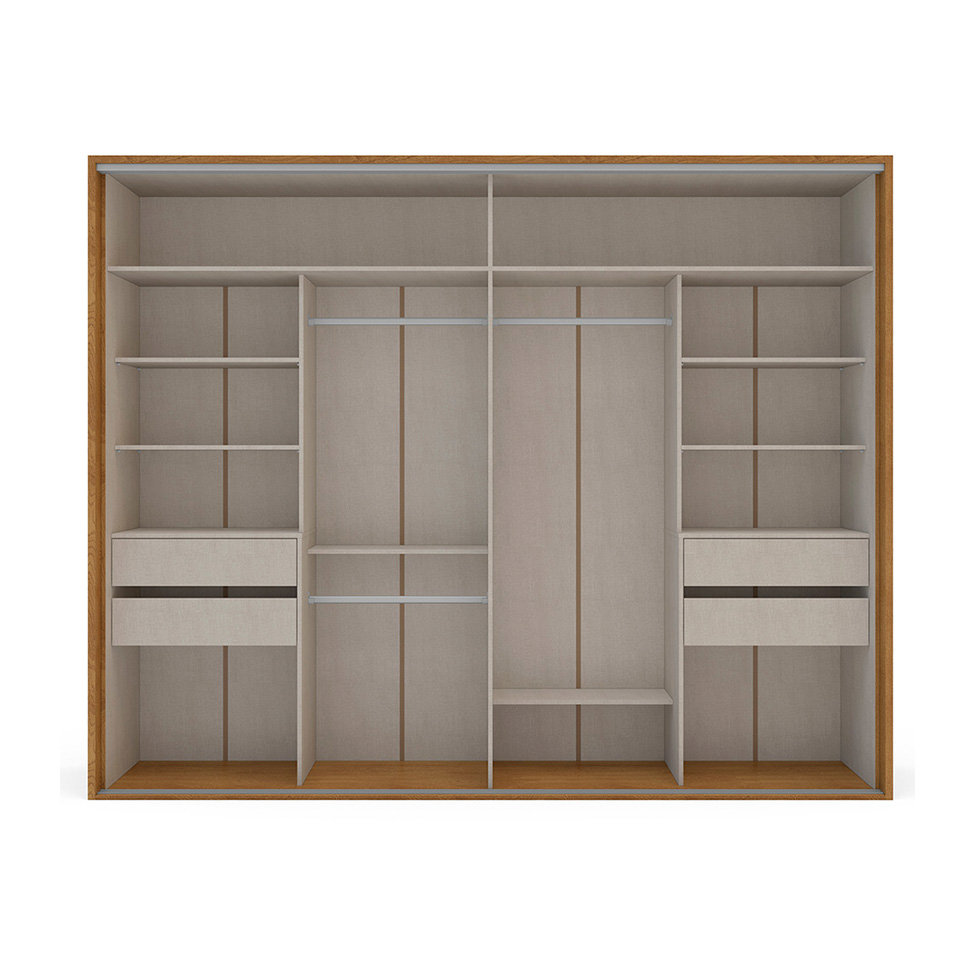 Guarda-Roupa Casal Sevilha Flex com Pés 2 Portas 4 Gavetas Freijó e Off White