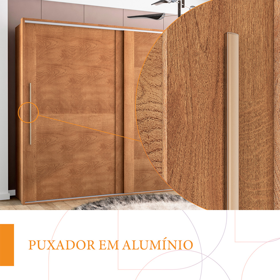 Guarda-Roupa Casal Sevilha Flex com Pés 2 Portas 4 Gavetas Freijó e Off White