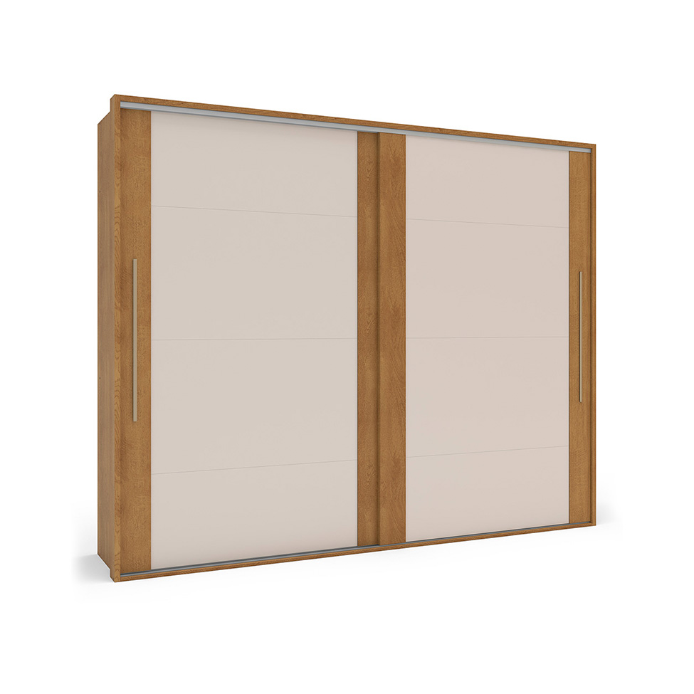 Guarda-Roupa Casal Sevilha Flex com Pés 2 Portas 4 Gavetas Off White e Freijó