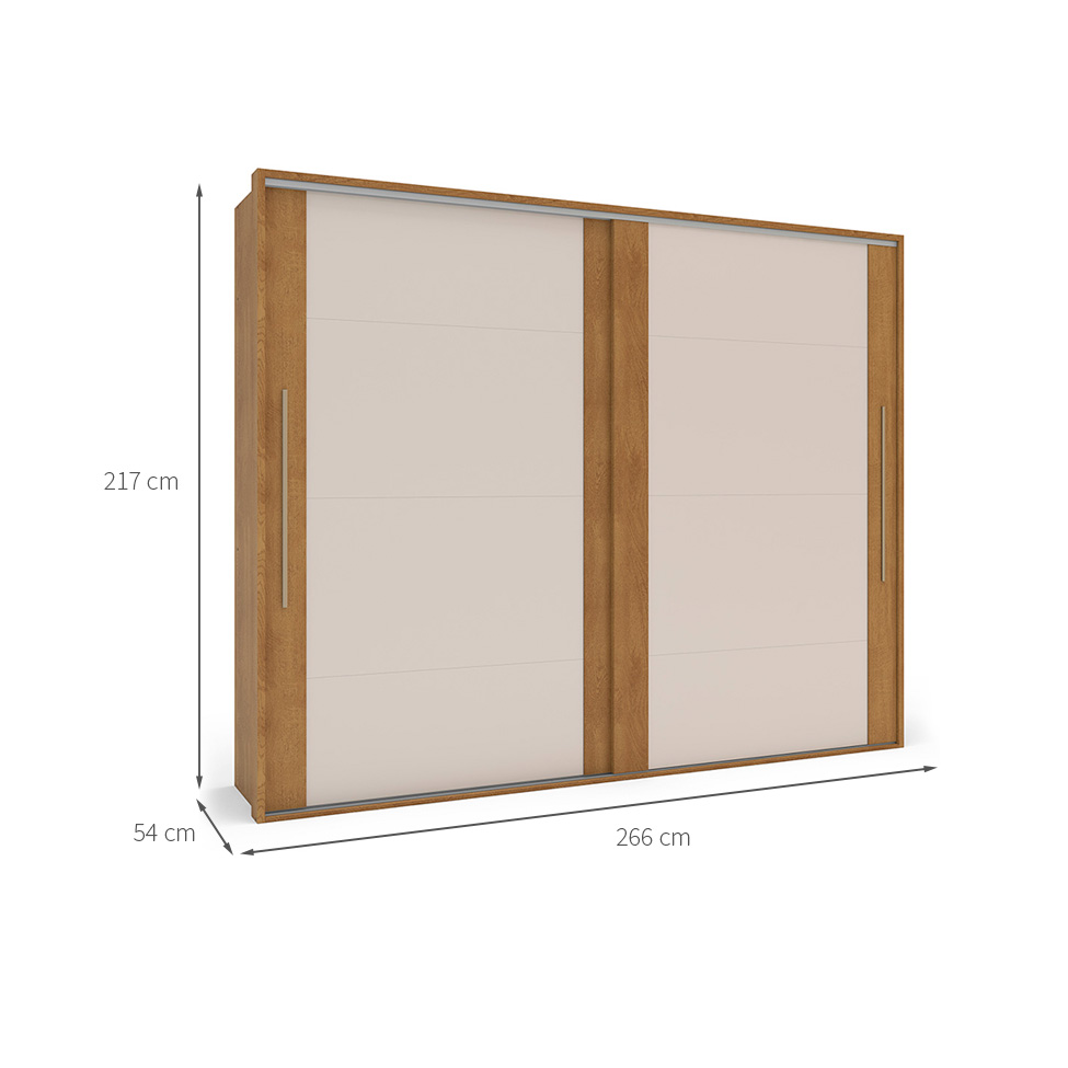 Guarda-Roupa Casal Sevilha Flex com Pés 2 Portas 4 Gavetas Off White e Freijó