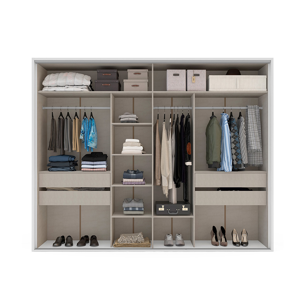 Guarda-Roupa Casal Sevilha Flex com Pés 3 Portas 4 Gavetas Branco 213cm