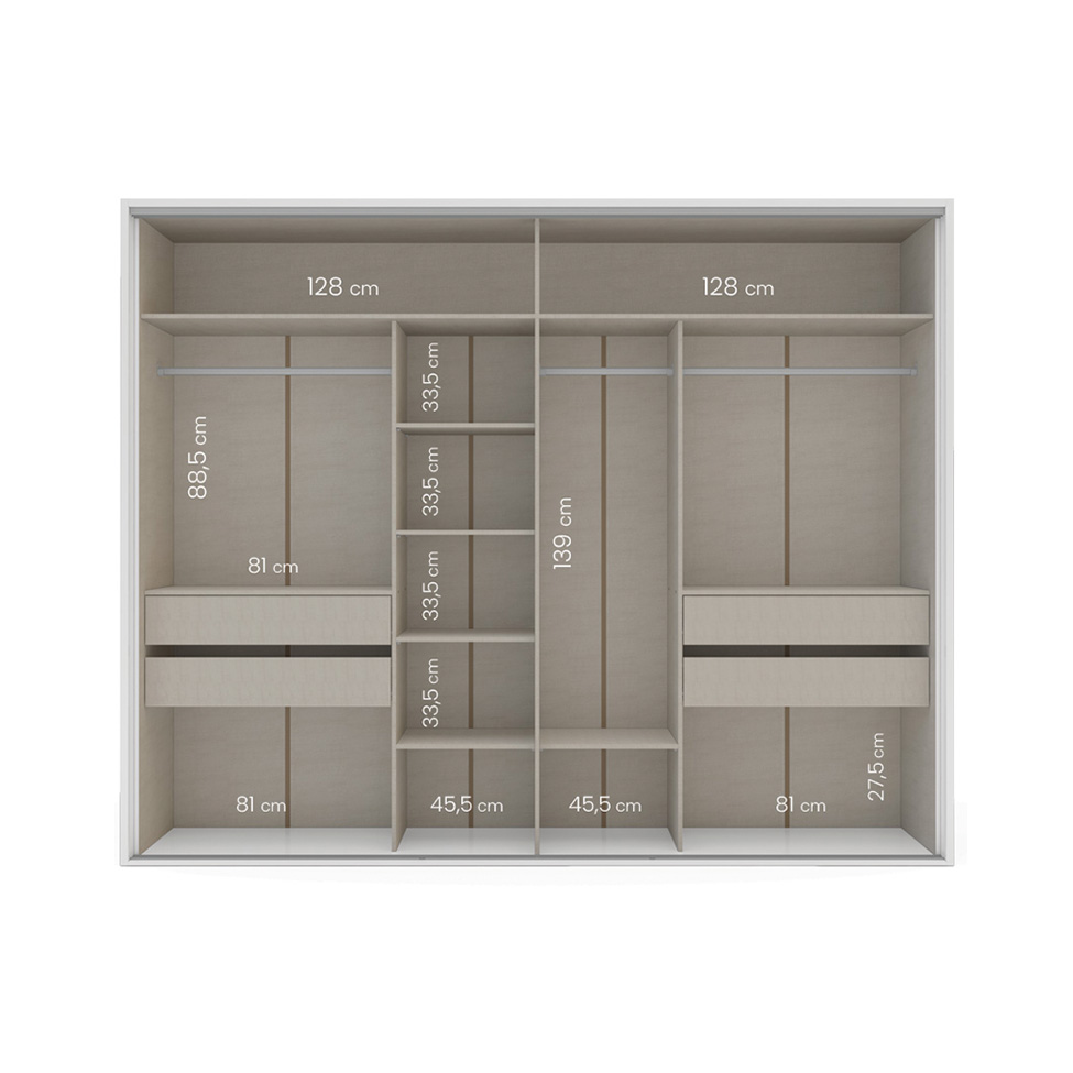 Guarda-Roupa Casal Sevilha Flex com Pés 3 Portas 4 Gavetas Branco 213cm