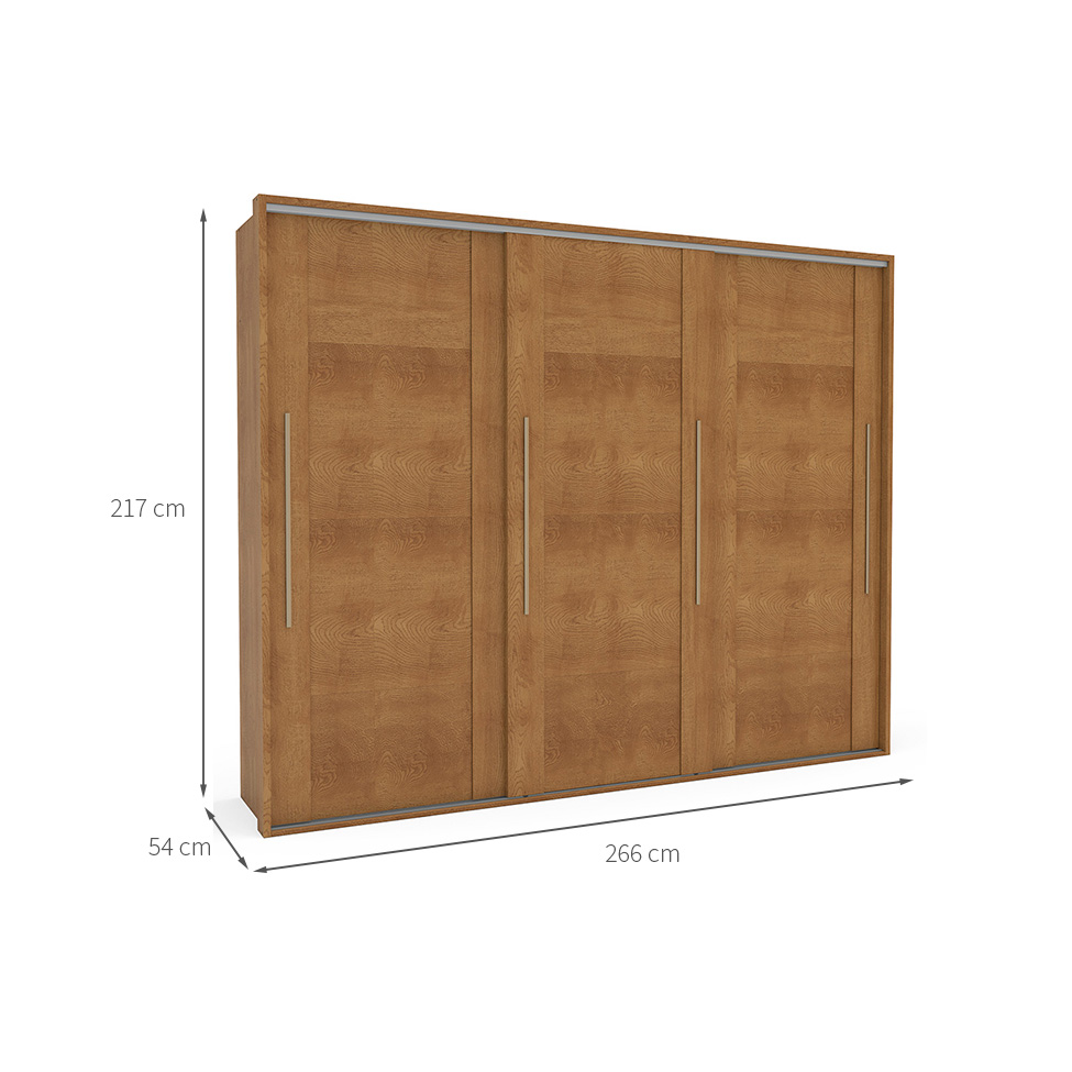 Guarda-Roupa Casal Sevilha Flex com Pés 3 Portas 4 Gavetas Freijó