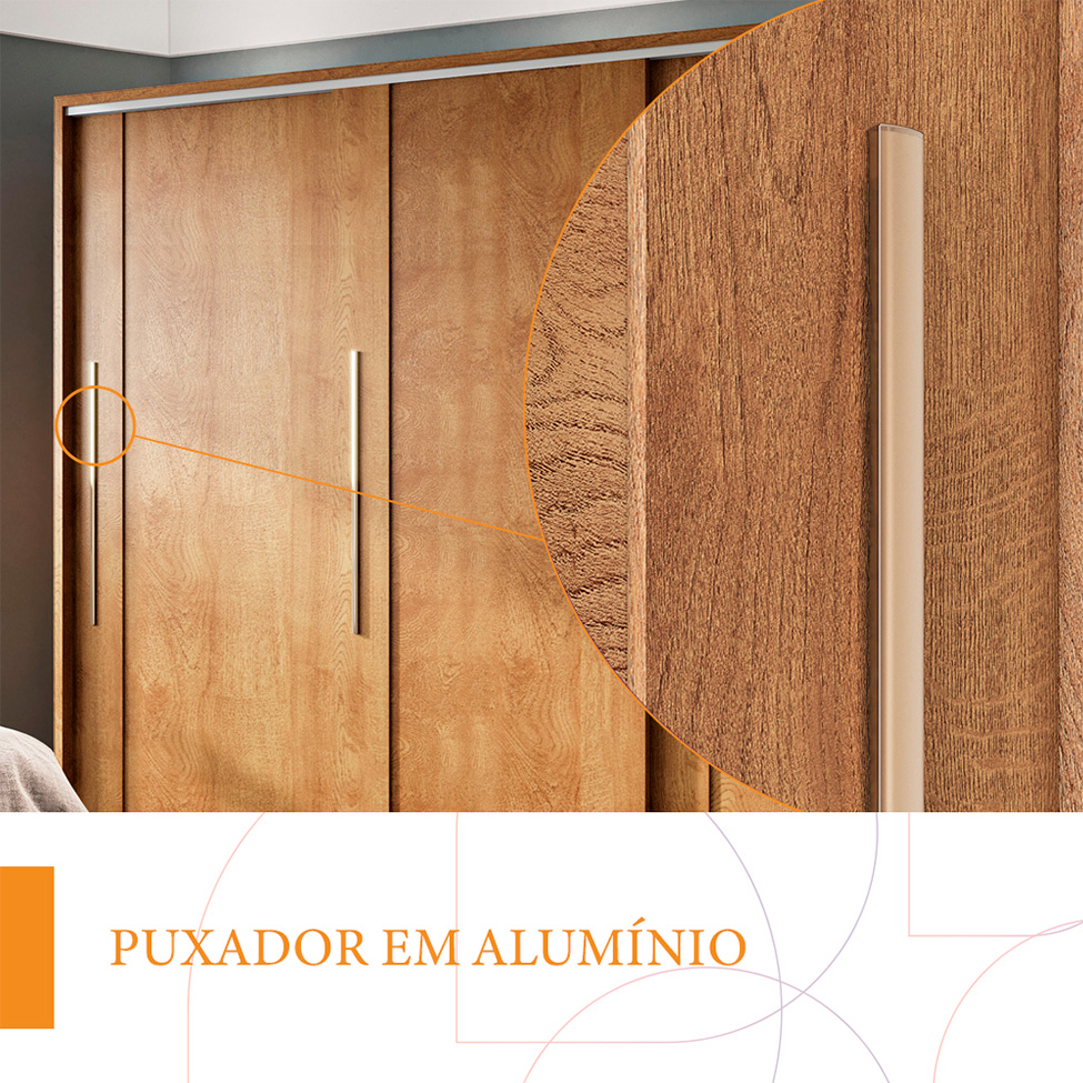 Guarda-Roupa Casal Sevilha Flex com Pés 3 Portas 4 Gavetas Freijó