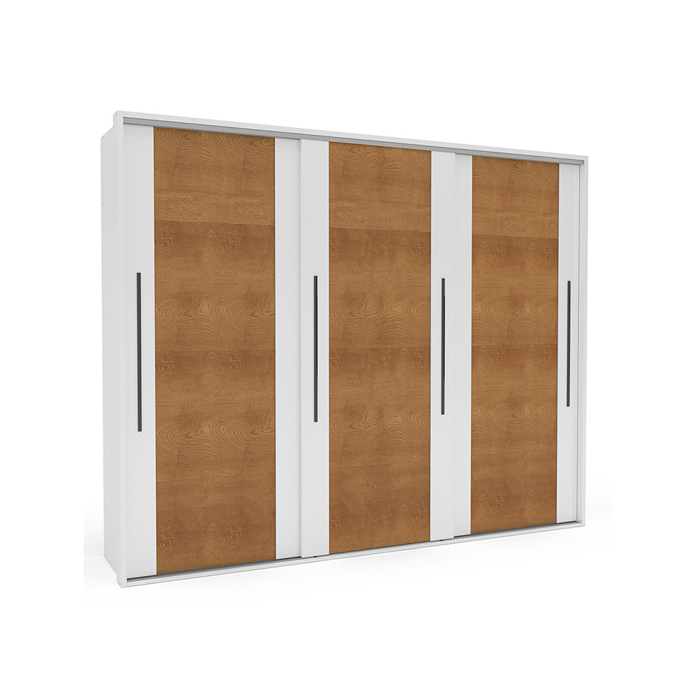 Guarda-Roupa Casal Sevilha Flex com Pés 3 Portas 4 Gavetas Freijó e Branco