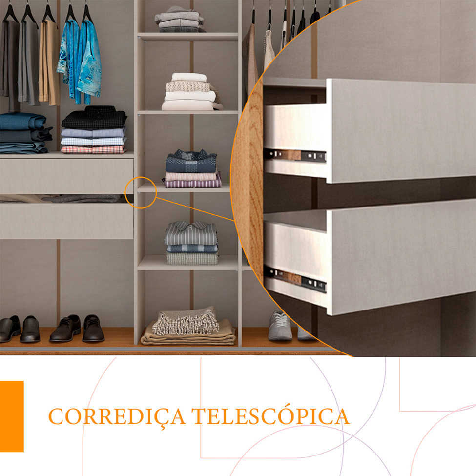 Guarda-Roupa Casal Sevilha Flex com Pés 3 Portas 4 Gavetas Freijó e Off White 213cm