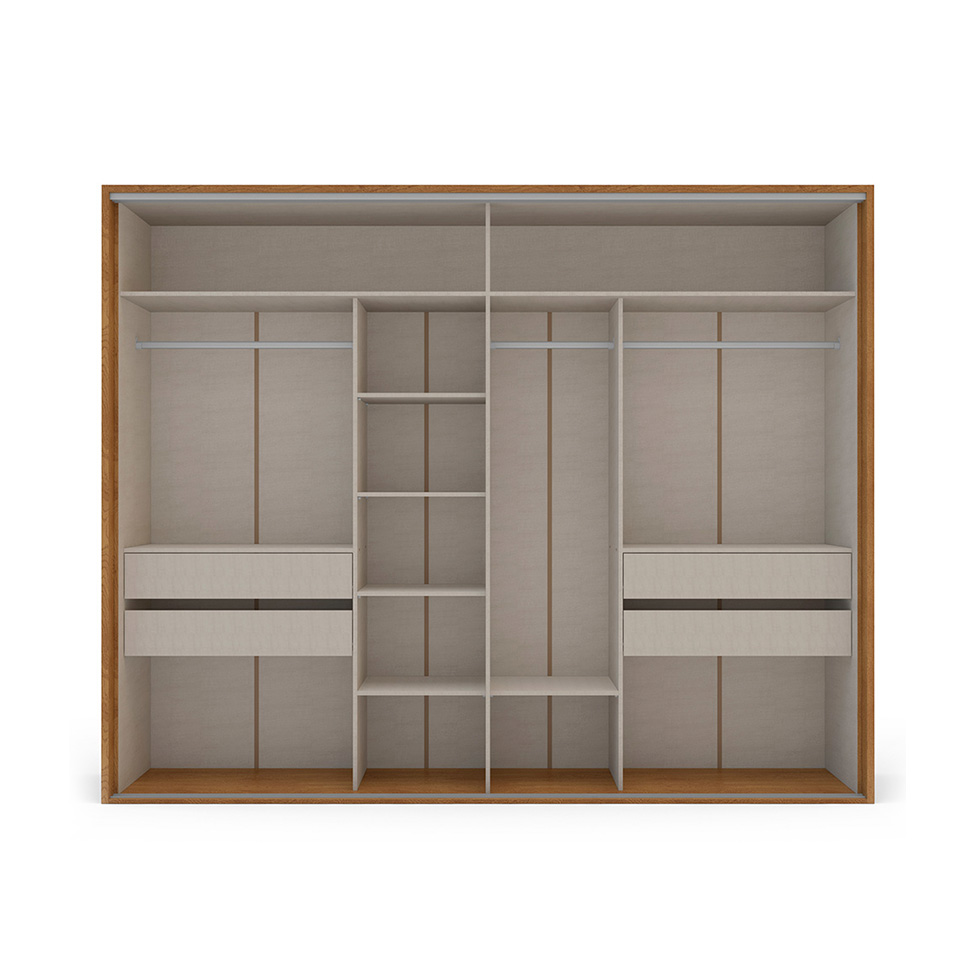 Guarda-Roupa Casal Sevilha Flex com Pés 3 Portas 4 Gavetas Freijó e Off White 213cm