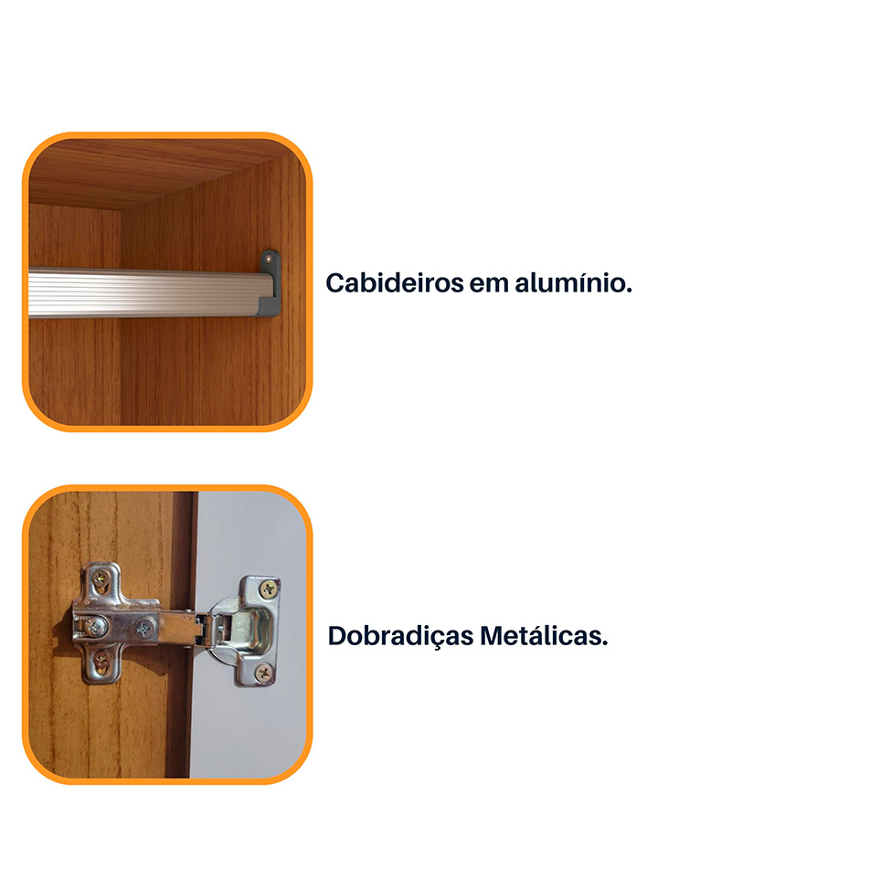 Guarda-Roupa Casal Sevilla 6 PT 8 GV Cinamomo e Off White