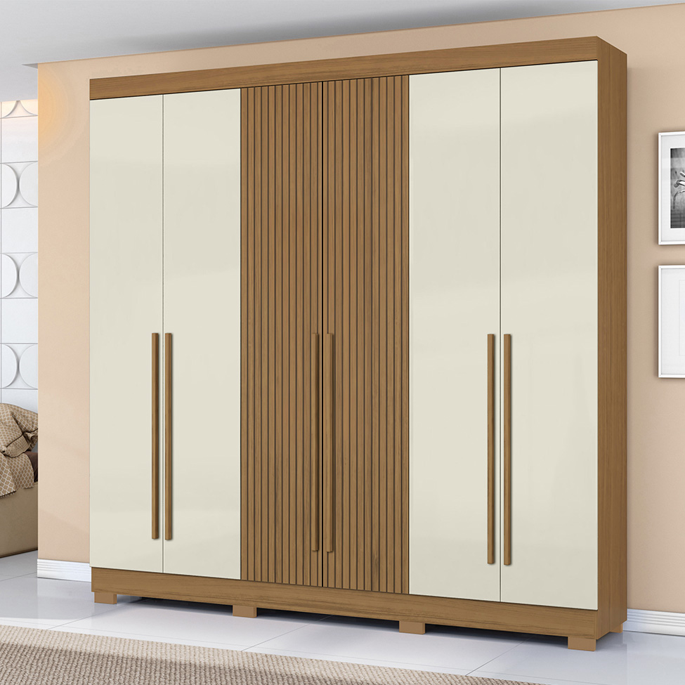 Guarda-Roupa Casal Sidney 6 Portas 2 Gavetas Atacama e Areia